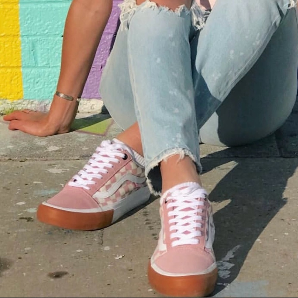 Vans Women's Pink Checkered Sneakers